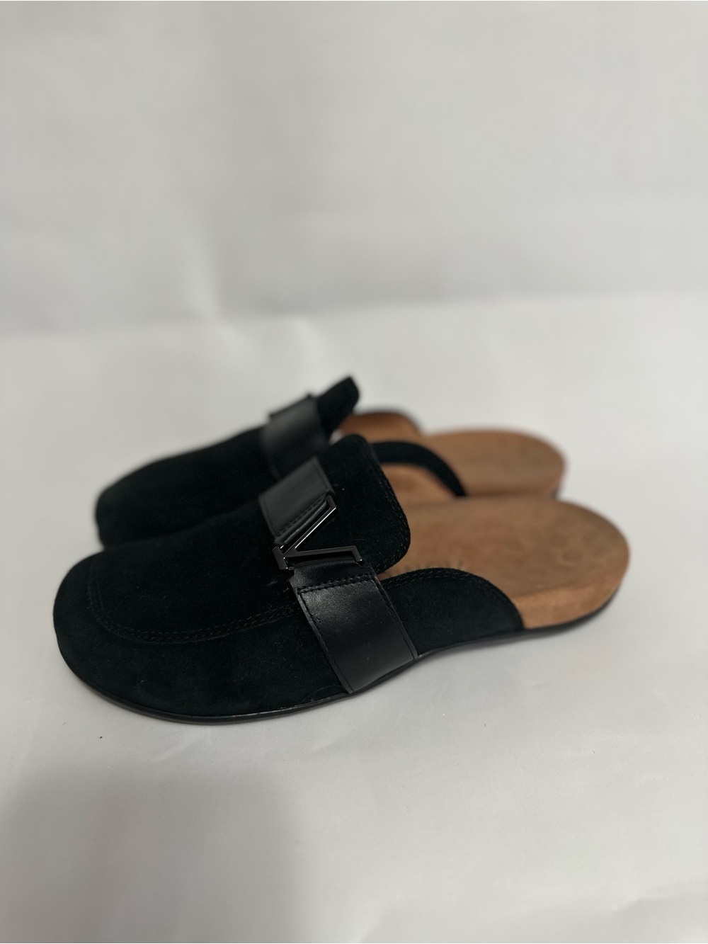 Vionic Black Suede Slip-On Mules